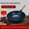 Fabricante personalizado fundo plano sem revestimento panela de ferro antiaderente fogão de indução wok universal fundo plano doméstico wok