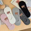 Calcetines Lindos de Dibujos Animados de Barco para Mujer, Primavera y Verano, Color Sólido, Sencillos, Versátiles, Antideslizantes, Bajos, Calcetines Cortos con Tema de Oso para Mujer