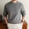 Suéter de punto con cuello redondo y mangas raglán estilo "old money" para hombre, tejido de punto liso de manga larga holgado para otoño e invierno para hombres jóvenes