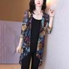 Estilo Étnico Chal de Longitud Media Seda de Hielo Manga Siete Ropa de Verano para Mujeres de Mediana Edad Transfronterizo Talla Grande Nuevo Ropa Protectora Solar de Seda de Hielo