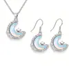 Collar y Pendientes Azules de Estrella y Luna Transfronterizos, Frescos y Minimalistas, Diseño de Nicho Único, Conjunto de Joyería de Moda y Discreto