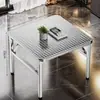 Mesa dobrável quadrada de aço inoxidável extra espessa 304 mesa para aluguel ao ar livre cantina mesa de estudo escrita portátil banca