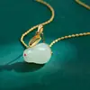 Nuevo Collar de Conejo de Jade Estilo Chino para Mujer, Diseño de Nicho de Moda, Alto Valor Estético, Pulsera para Estudiantes, Collar de Amistad, Collar Vintage de Cumpleaños