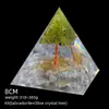 Pirámide de Cristal Natural de 8 cm Decoración Creativa para el Hogar Adorno Artesanal Bola de Cristal Envuelto en Resina Pirámide de Resina
