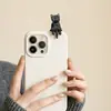 Decoración de Funda de Teléfono Linda de Dibujos Animados Materiales para Adorno DIY Gato Divertido Acostado Creativo Otoño e Invierno Funda de Teléfono Adecuada para Uso