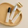 Frasco de Perfume de Vidro Fosco Transparente com Bico de Alumínio Eletroquímico, Frasco Borrifador de Névoa Fina, Frasco de Recarga de Perfume, Frasco Portátil de 10ml
