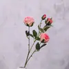 Flor Artificial Tula Rosa de Quatro Cabeças Flor Artificial de Alta Qualidade para Mesa de Casa Jantar Decoração de Mesa de Café Decoração de Casamento Flor de Seda