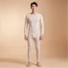 Traje de otoño de terciopelo Lyocell pijama fino capa base transpirable para hombre sin necesidad de ropa interior conjunto de ropa interior cálida