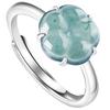 Anillo de jade azul agua flor de melocotón natural A bienes pétalos de piedra de jade hielo S925 con incrustaciones anillo de moda anillo femenino ajuste
