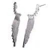 Bestseller Transfronterizo Europeo y Americano Moda Temperamento Personalidad Pendientes de Borla de Pedrería para Mujer Lujo Ligero Versátil Temperamento Clips para Orejas Pendientes de Botón Tendencia