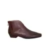 2024 Novas Botas Martin Quadradas de Couro Genuíno de Primeira Camada Salto Grosso Feminino Boca em V Estilo Britânico Slim Botas Curtas de Salto Grosso