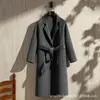 Abrigo de Lana y Cachemira de Doble Cara, Nuevo para Otoño/Invierno 2026, Abrigo Largo de Lana Casual Holgado, En Stock para Otoño/Invierno