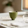 Taza de Té de Cerámica Estilo Antiguo, Mandarina Verde Pequeña Dinastías Tang y Song, Bambú Dorado Pintado a Mano, Juego de Té Kung Fu, Artículos para el Hogar, Taza para Cata de Té, Taza Individual para Beber Té