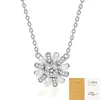 Collar de Girasol de Plata de Ley S925 con Moissanita, Collar Completamente de Plata 925 con Moissanita para Mujer, Venta al por Mayor Transfronteriza en Stock