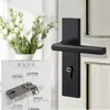 Cerradura de puerta de madera maciza con ventosa magnética, silenciosa, universal, negra, para interiores y dormitorios.