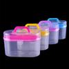 En stock, caja de costura de plástico de doble capa, caja de almacenamiento de plastilina, caja de embalaje transparente ovalada, caja pequeña vacía, venta al por mayor