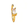 Super Brillante Circonita Lujo Ligero Moda Rectangular Ear Cuff para Mujer Temperamento Personalidad Simple Cobre Puro Chapado en Oro de 18K Clip para Hélice de Oreja