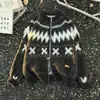 Suéter Cardigan con Cremallera Estilo Fair Isle para Hombres y Mujeres, Tejido Casual Holgado de Otoño e Invierno, Suéter de Punto Trendy Estilo Perezoso para Parejas
