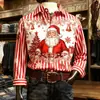 Camisa Grande 2025 Moda Transfronteriza Camisa Navideña de Flores para Hombre Impresión Digital 3D Camisa de Manga Larga Solapa