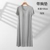 Camisón de Modal con Almohadilla en el Pecho Holgado Talla Grande Pijamas Anti-abulto para Mujer Ropa de Casa Delgada Vestido de Verano de Manga Corta