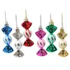 Decoración de Caramelo Redondo Colorido Galvanizado Navideño Regalo Adornos Navideños Pequeños Pintados 6 Piezas/Caja Bolas de Navidad
