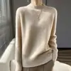 Suéter de camada interna para outono e inverno, pulôver com gola alta, tricotado de manga longa estilo novo, suéter de lã pura para mulheres, espesso de dupla camada