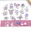 Aretes hechos a mano para armar, collares, colgantes pequeños, forma de corazón de aleación, moño, tulipán, colgantes morados, accesorios de joyería para armar
