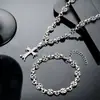 Collar con Cruz de Acero de Titanio Transfronterizo para Hombres, Moderno y a la Moda, Diseño Personalizado, Pulsera para Hombres, Joyería de Lujo Ligero para Mujeres