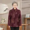 Novo Traje Tang de Gola Alta Retrô para Primavera e Outono Top Grosso para Mulheres de Meia-idade e Idosas Jaqueta Solta Estilo Nacional Comprimento Médio