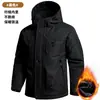 Jaqueta de algodão masculina camuflada de inverno, espessa, quente, à prova de frio, roupa de trabalho, casaco de algodão para proteção do trabalho, com capuz, estilo multi-bolsos