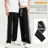 Calça esportiva casual de três listras, nova calça reta solta simples masculina de outono, calça esportiva casual versátil da moda