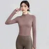 Top de yoga para mujer con media cremallera, cuello alto y manga larga, transpirable, adecuado para correr, fitness, entrenamiento al aire libre y yoga; al por mayor