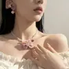 Collar de Cristal Transparente Coreano Chica Hermosa Estrella Luna Burbuja Lazo Pendientes Lindos Pendientes
