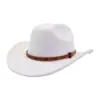 Nuevo Sombrero Vaquero Clásico Más Vendido con una Sola Correa, Sombrero de Cuero Color Canela Tachonado, Fedora Exquisito para Hombres y Mujeres, Sombrero de Jazz