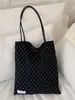 Bolsa Tote de Lona com Bolinhas Dupla Face Estilo Coreano Moderno, Bolsa de Ombro de Grande Capacidade para Trabalho e Deslocamento, Bolsa de Mão Simples e Fashion