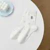Calcetines de Nuevo Estilo para Primavera y Otoño para Mujer, Calcetines de Algodón que Absorben el Sudor y Son Transpirables, con Bordado de Dibujos Animados de Gatitos y Cachorros, Calcetines de Media Pantorrilla para Estudiantes, Calcetines Casuales