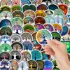 65 Piezas de Árbol de la Vida Dibujo Animado Creativo Fantasía Árbol Grande Pegatinas Decorativas Funda de Teléfono Móvil Cuaderno Pegatinas DIY Impermeables