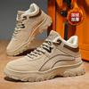 Zapatos de invierno para hombre, zapatos altos con forro polar, zapatos de trabajo de suela gruesa a la moda para hombre, zapatos gruesos y cálidos con acolchado de algodón, zapatos de protección laboral para hombre