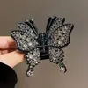 Presilha de Cabelo Borboleta de Tamanho Médio com Strass, Presilha de Cabelo Importada com Strass Tcheco, Presilha para Coque, Piranha de Cabelo, Acessório de Cabelo