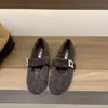 Sapatos Mary Jane de Camurça com Fundo Plano Estilo Coreano Retrô Feminino 2026 Outono/Inverno Novo Estilo Sapatos de Algodão com Pelúcia Sapatos Elegantes com Strass e Pelo
