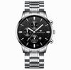 Reloj de Cristal Fenzun para Hombre con Correa de Malla, Cuarzo, para Estudiante, Ultrafino, Impermeable, Negro, Simple, Outlet de Fábrica
