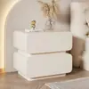 Mesita de noche de madera maciza con mosaico de arcoíris, nuevo modelo 2025 para dormitorio del hogar, mueble de almacenamiento de mesita de noche de cuero de alta gama de lujo ligero