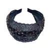 Diadema Blanca Ancha Bordada con Cristales con Capucha para Cabello, Aro para el Cabello Coreano, Anillo de Presión para el Cabello, Diadema de Moda Elegante Femenina, Bandita para el Cabello Roto, Sello para el Cabello, Tocado