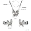 Joia Versátil da Moda com Strass Coroa Fresca Pingente de Coração Colar Pequenos Brincos de Tarraxa Conjunto de Joias de Aço Inoxidável para Mulheres