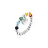 Anillo de amor colorido con cuentas para mujer, diseño de nicho, lujo ligero de alta gama, cuerda elástica, anillo índice, moda, personalidad, simple