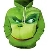 Moletom com Zíper Monstro Verde Peludo Verde Impressão Digital 3D Transfronteiriço Cosplay Periférico Capuz Manga Longa