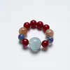[Jinghong Yingzhi] Pulsera de Cristal de Aguamarina Natural para Mujer La Más Fácil de Combinar Pulsera de Cristal Kyanita Luna Naranja Lote