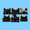 Productos de madera, un artículo popular para ventas transfronterizas: un juego de 6 figuritas de gato de madera, perfectas para decoraciones de Halloween