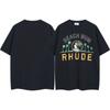 Camiseta unisex holgada informal de manga corta con estampado de logotipo retro de RHUDE para primavera y verano de 2024
