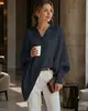 Suéter de punto pullover de cuello redondo transfronterizo europeo y americano 2026 otoño/invierno para mujer, estilo suelto y relajado de Amazon, suéter de color liso para mujer